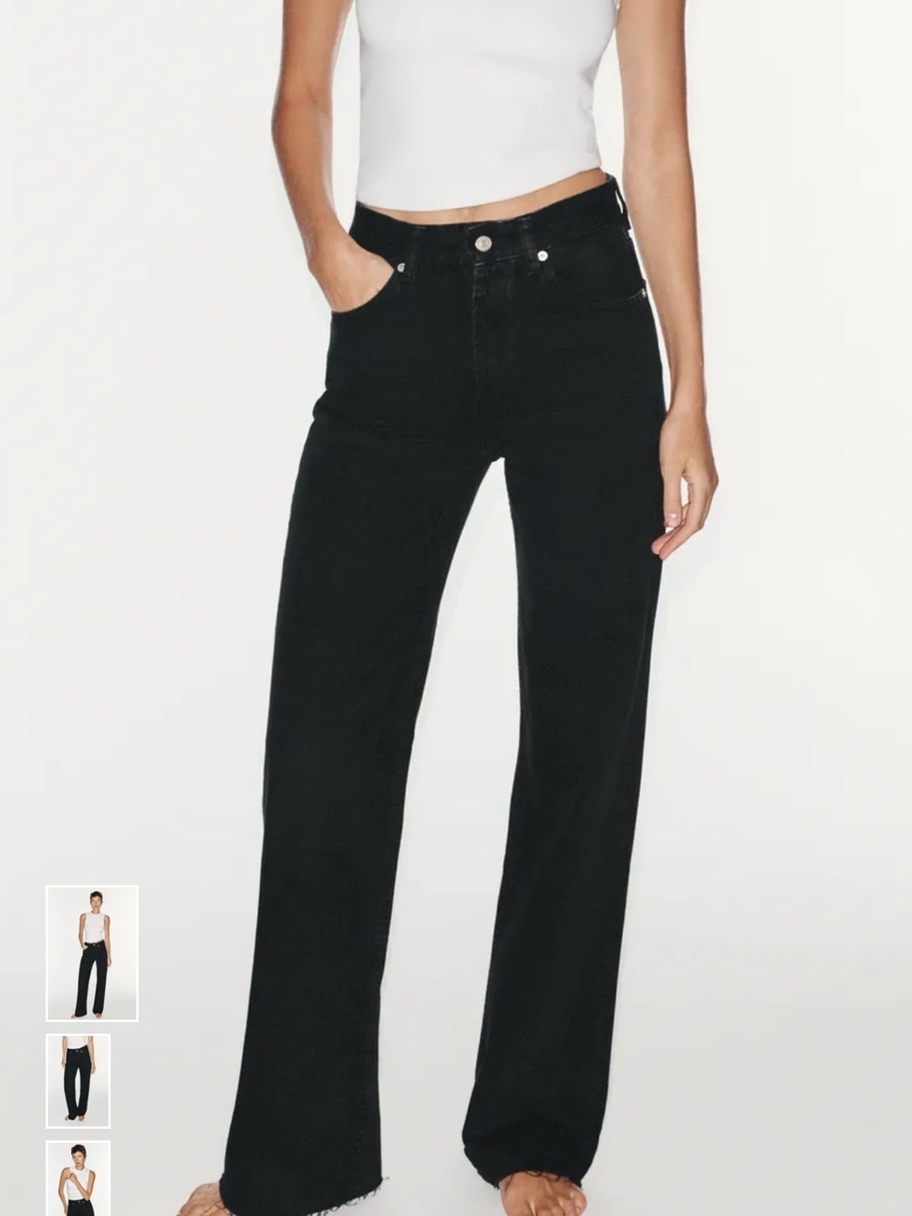 Zara Black Heavyweight High Rise Wide Leg Jeans Size 6